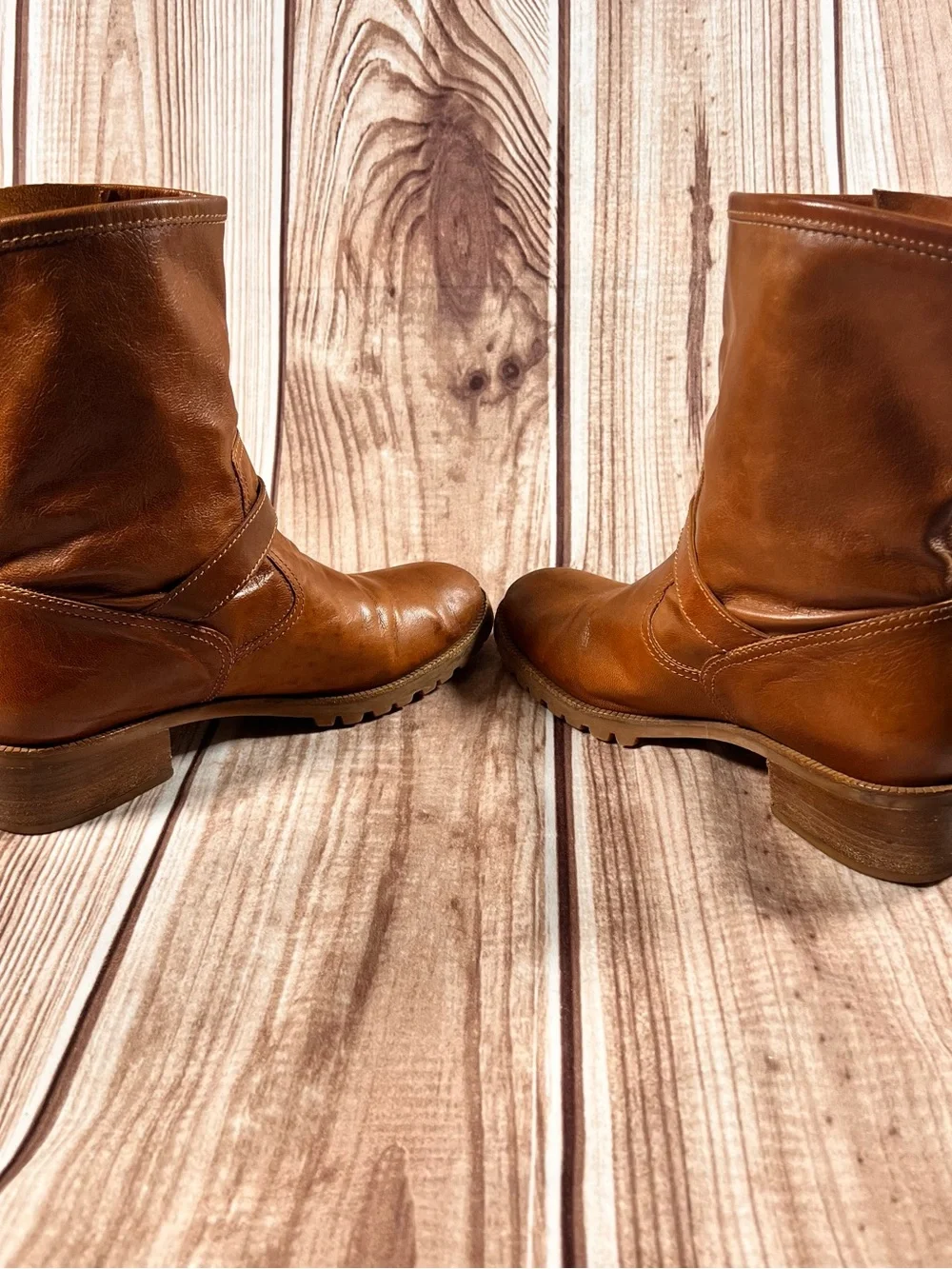 Michael Kors Women's Tan Leather Mid-Calf Buckle Boots
